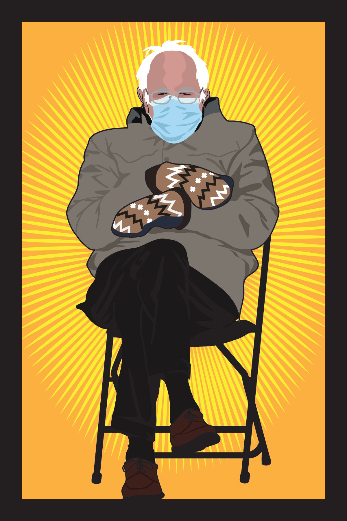 Bernie Sanders Chair and Mittens Inauguration Illustrated Saint Print
