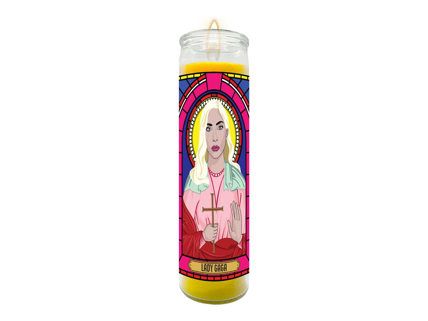 Lady Gaga Illustrated Prayer Candle