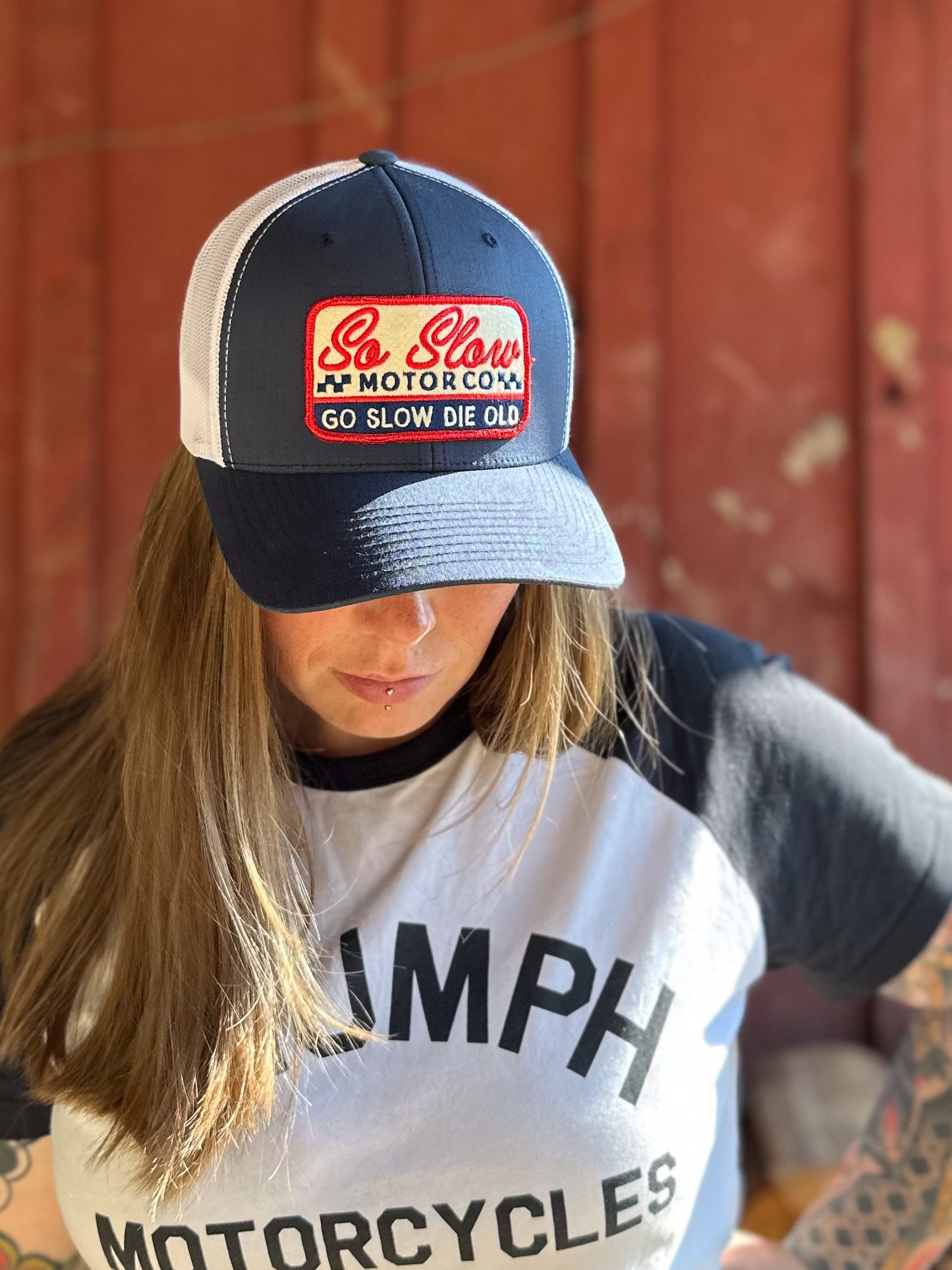So Slow Motor Co Snap Back Mesh Trucker Hat