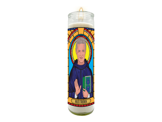 Alex Trebek Illustrated Prayer Candle