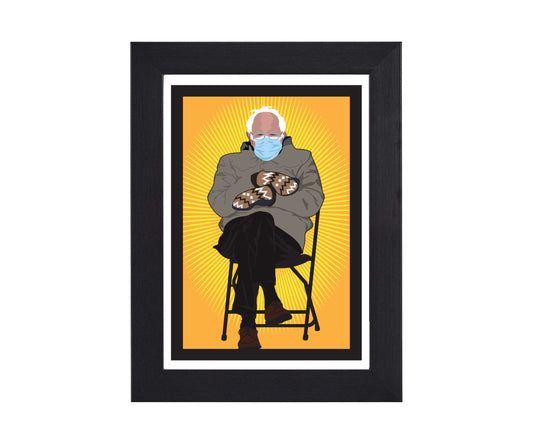 Bernie Sanders Chair and Mittens Inauguration Illustrated  Saint Print