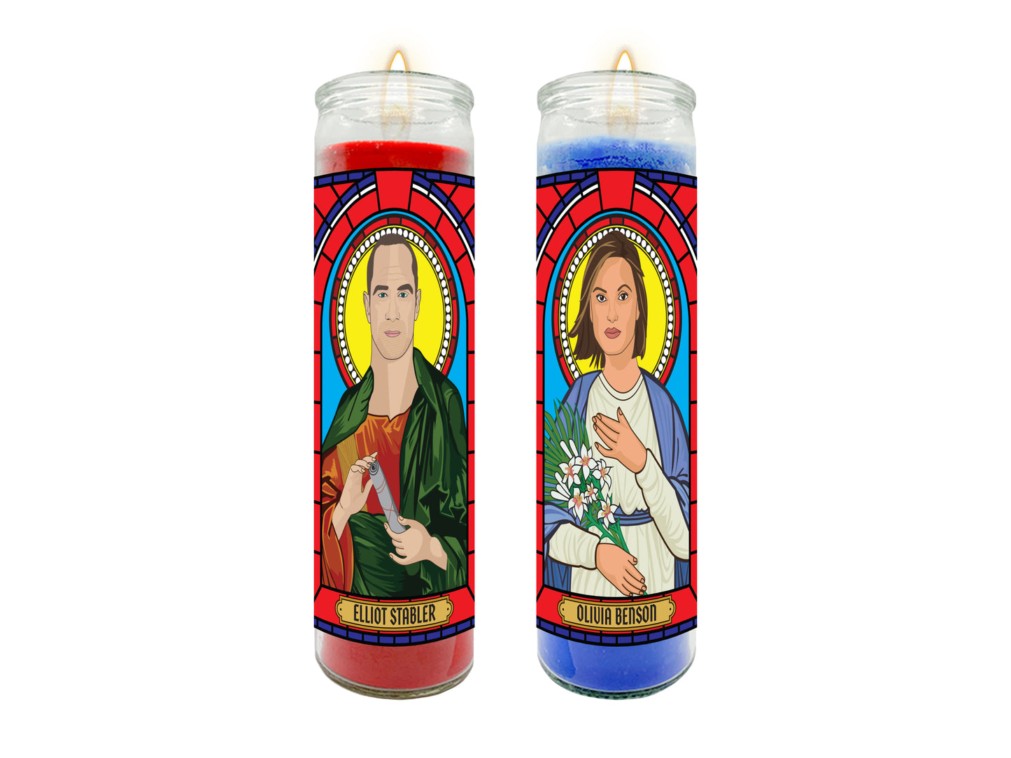 Law and Order SVU Elliot and Olivia Illustrated Prayer Candle Set