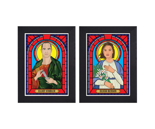 Law and Order Elliot Stabler and Olivia Benson Illustrated Saint Print Series