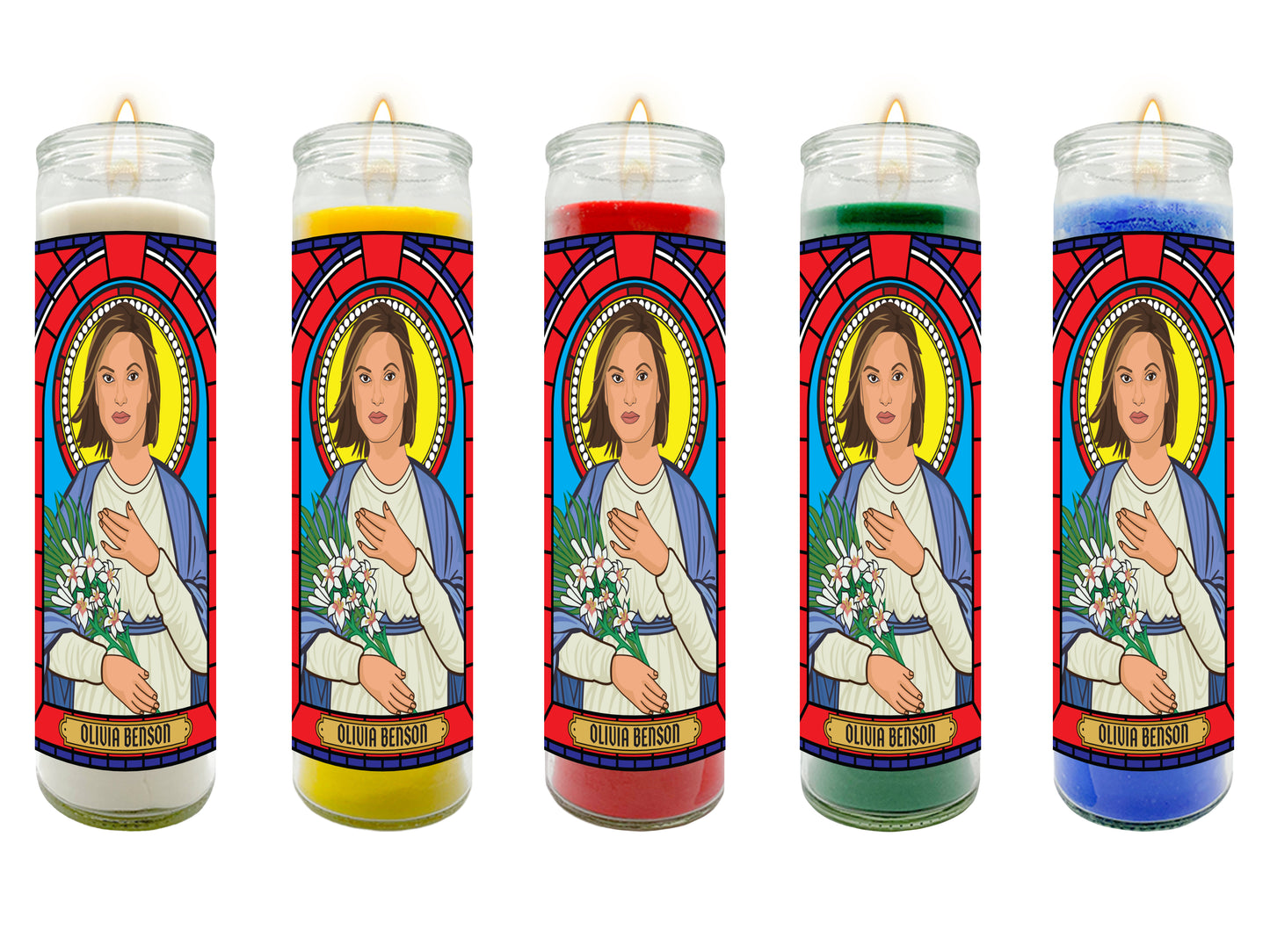 Law and Order SVU Elliot and Olivia Illustrated Prayer Candle Set