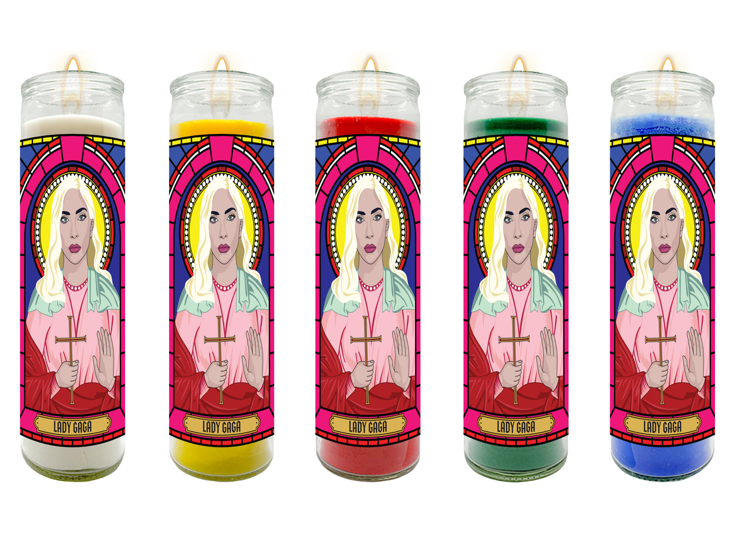 Lady Gaga Illustrated Prayer Candle