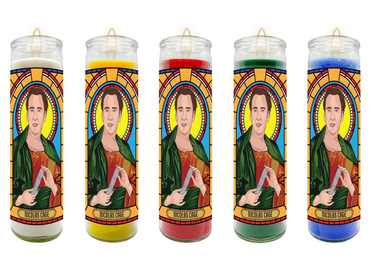 Nicolas Cage Illustrated Prayer Candle