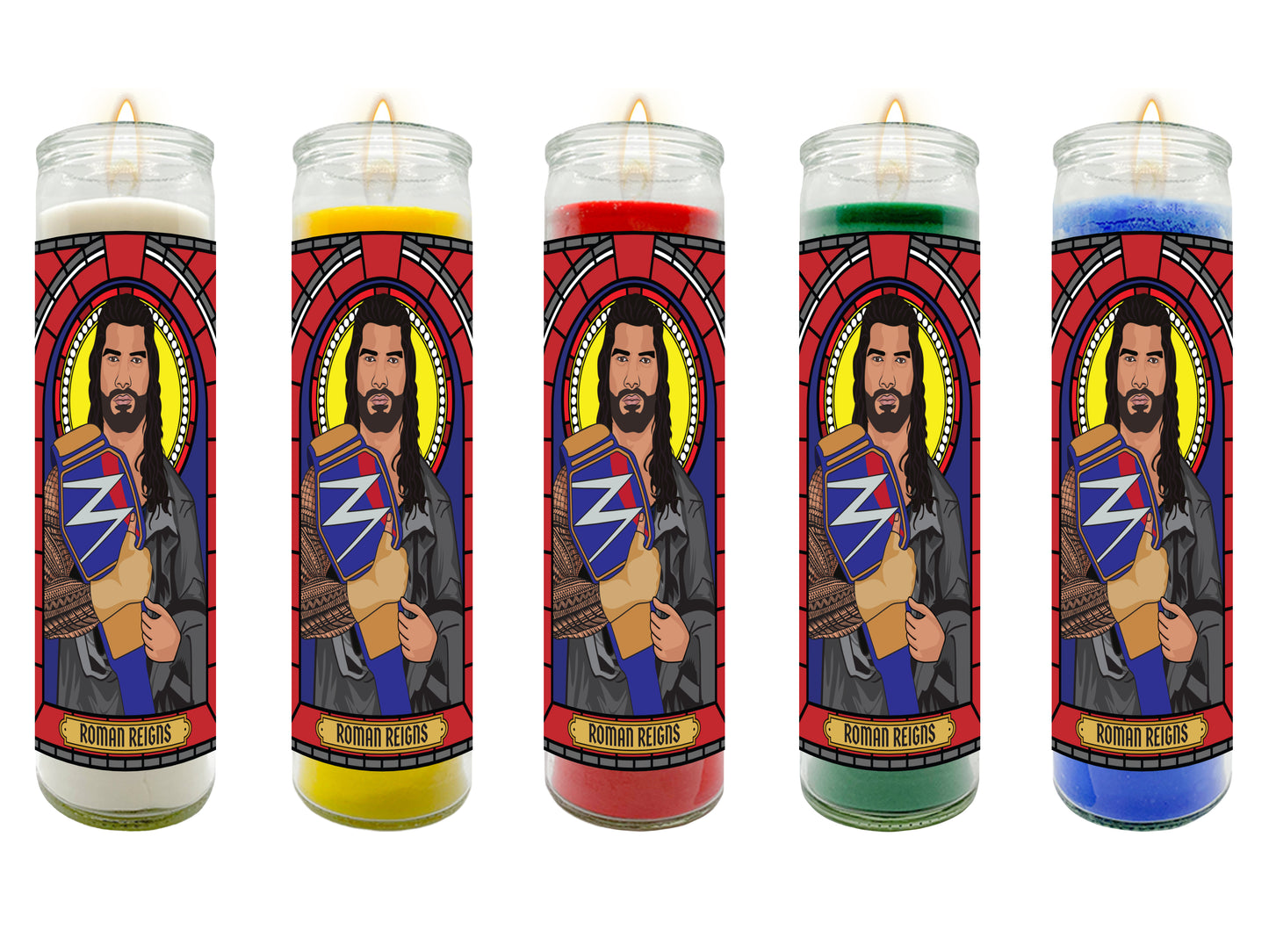Roman Reigns Professional Wrestler Illustrated Prayer Candle