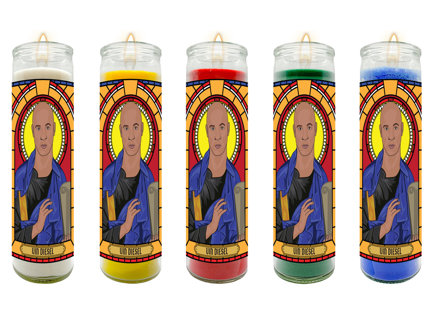 Vin Diesel Illustrated Prayer Candle